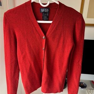 Vintage Red Ribbed Cardigan